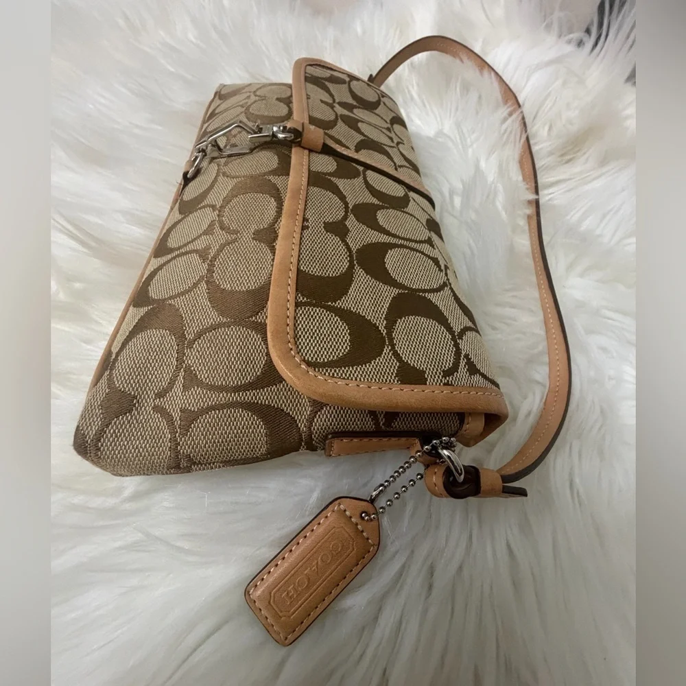 Coach Vintage Tan and Brown Signature Shoulder Bag # 6348